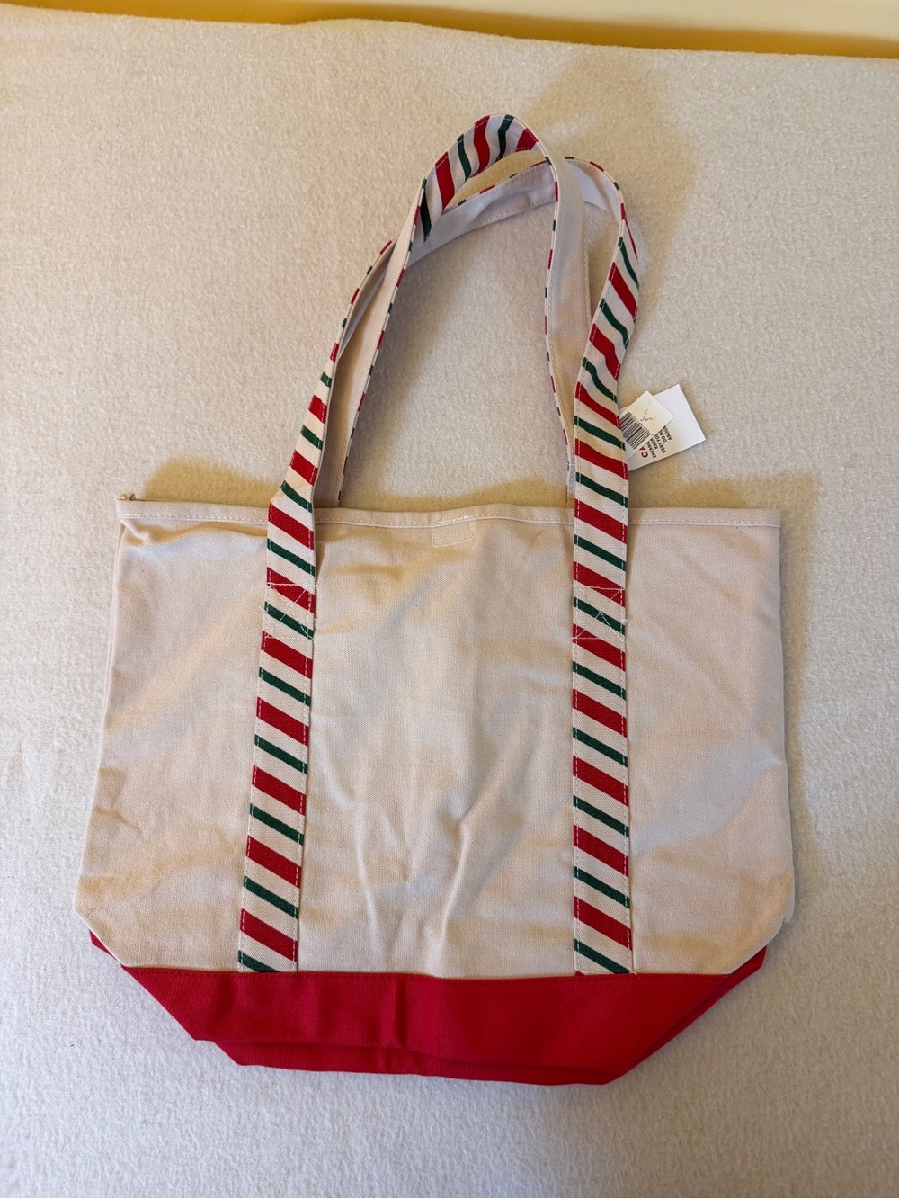 NWT Disney World Holiday Canvas Tote Bag 1971 Red Green Striped Christmas Tote - Picture 3 of 10